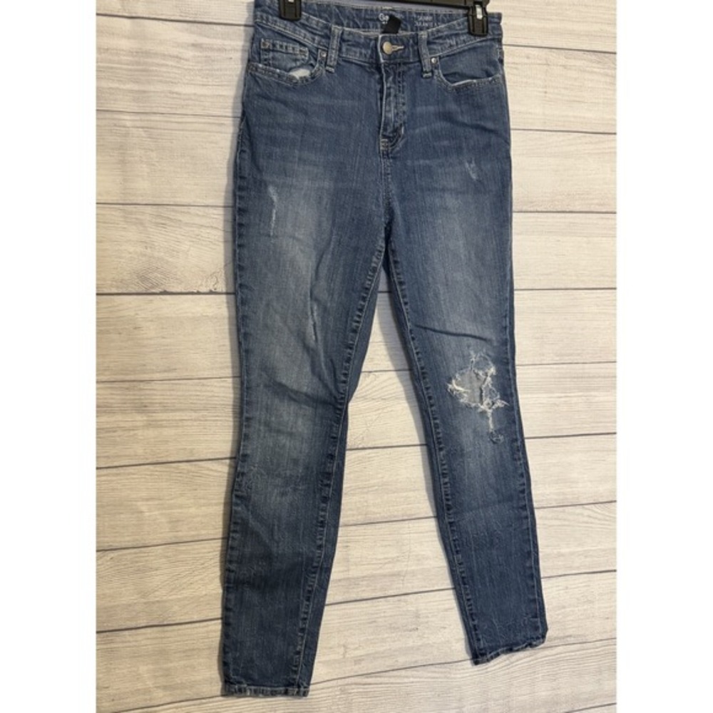 Gap Skinny Jeans Women‎ Size 4 Distressed Medium Wash Stretch Denim - Picture 5 of 8